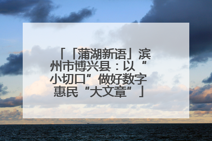「蒲湖新语」滨州市博兴县：以“小切口”做好数字惠民“大文章”