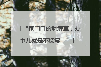 “家门口的调解室，办事儿就是不绕弯！”