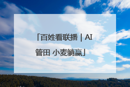 百姓看联播｜AI管田 小麦躺赢