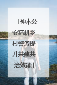 神木公安精耕乡村警务提升共建共治效能