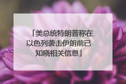 美总统特朗普称在以色列袭击伊朗前已知晓相关信息