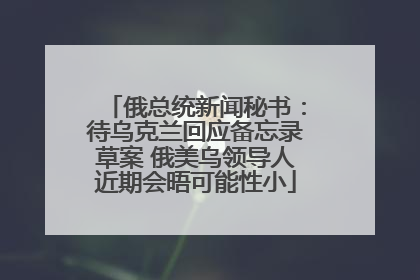 俄总统新闻秘书：待乌克兰回应备忘录草案 俄美乌领导人近期会晤可能性小