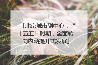 北京城市副中心：“十五五”时期，全面转向内涵提升式发展