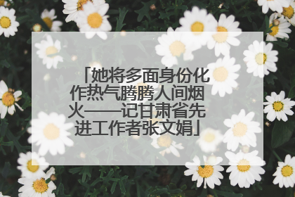 她将多面身份化作热气腾腾人间烟火——记甘肃省先进工作者张文娟