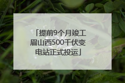 提前9个月竣工 眉山西500千伏变电站正式投运