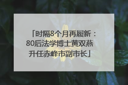 时隔8个月再履新：80后法学博士黄双燕升任赤峰市副市长