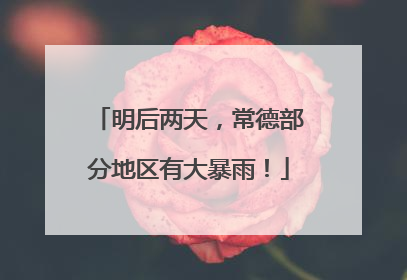 明后两天，常德部分地区有大暴雨！