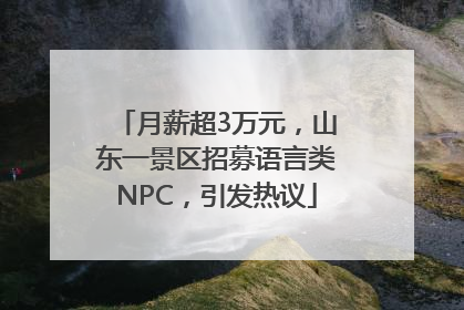 月薪超3万元，山东一景区招募语言类NPC，引发热议