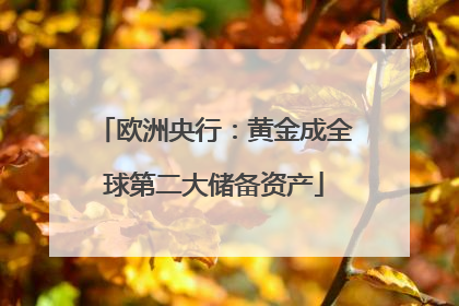 欧洲央行：黄金成全球第二大储备资产
