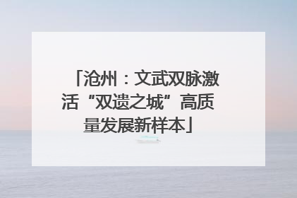 沧州：文武双脉激活“双遗之城”高质量发展新样本