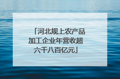 河北规上农产品加工企业年营收超六千八百亿元