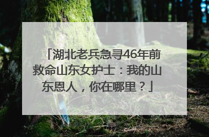 湖北老兵急寻46年前救命山东女护士：我的山东恩人，你在哪里？