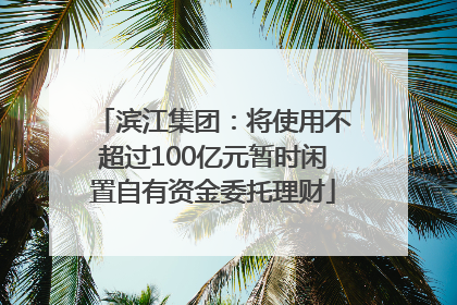滨江集团：将使用不超过100亿元暂时闲置自有资金委托理财