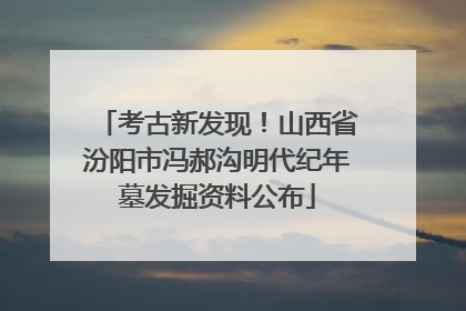 考古新发现！山西省汾阳市冯郝沟明代纪年墓发掘资料公布