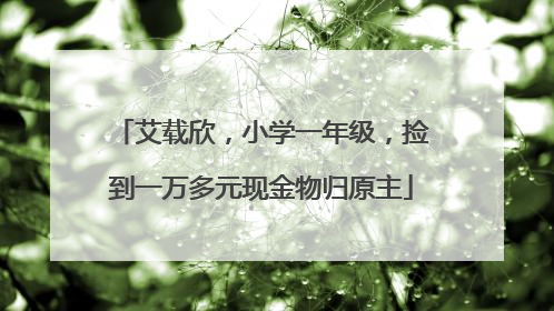 艾载欣，小学一年级，捡到一万多元现金物归原主