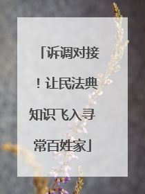 诉调对接！让民法典知识飞入寻常百姓家