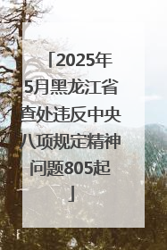 2025年5月黑龙江省查处违反中央八项规定精神问题805起